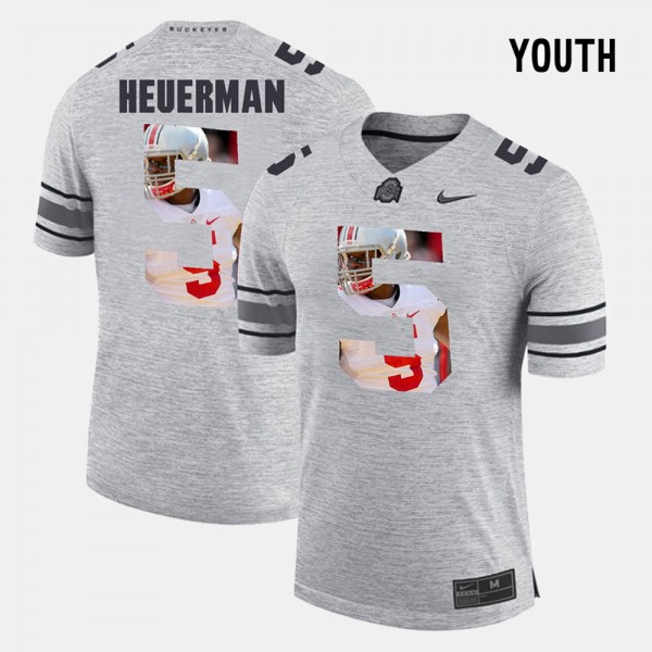 Ohio State Buckeyes Jeff Heuerman Youth #5 Gray Pictorial Gridiron Fashion College Football Jersey 2404AOSB4